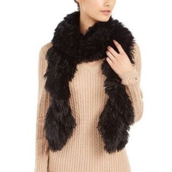 Cejon Shaggy Faux-Fur Black Muffler Scarf Classic Size OS - Picture 1 of 8